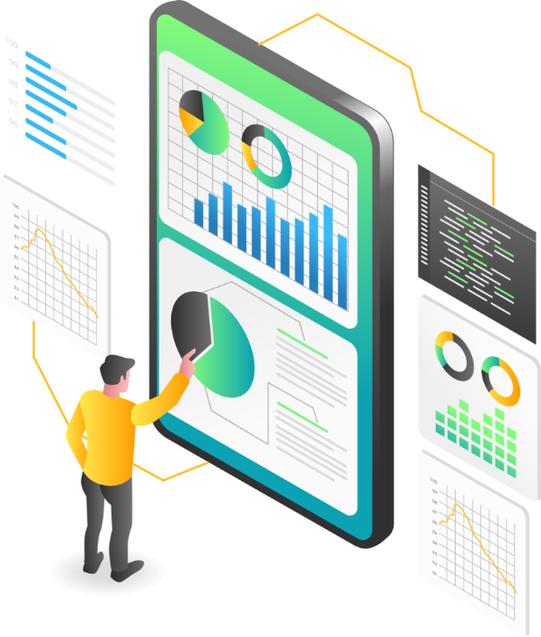 A user interfacing with charts